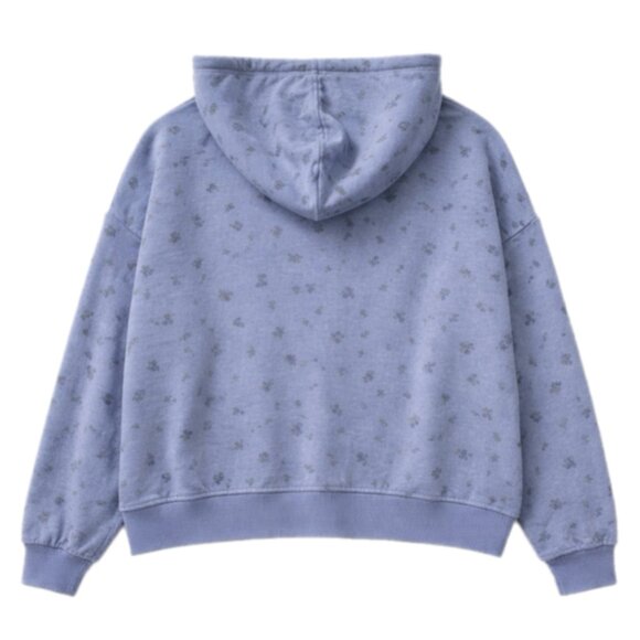 Hippie Rose Blue Floral Pullover Hoodie Boho Ditsy Flower Sweatshirt Large - Picture 3 of 4